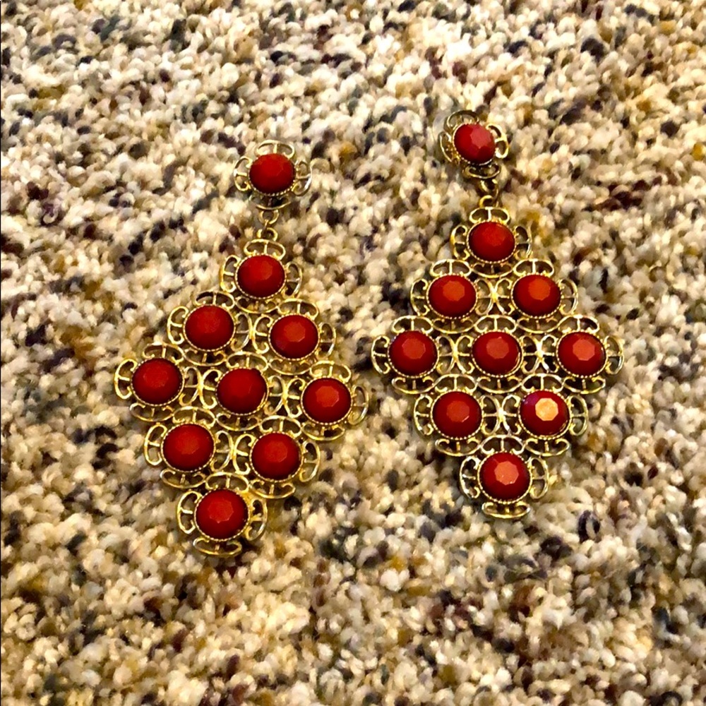 Gold and orange earrings